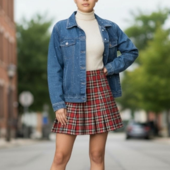 Vintage Y2K TY Wear Sequin Sparkle Denim Jean Jacket Medium Blue Size 12 - Picture 1 of 5